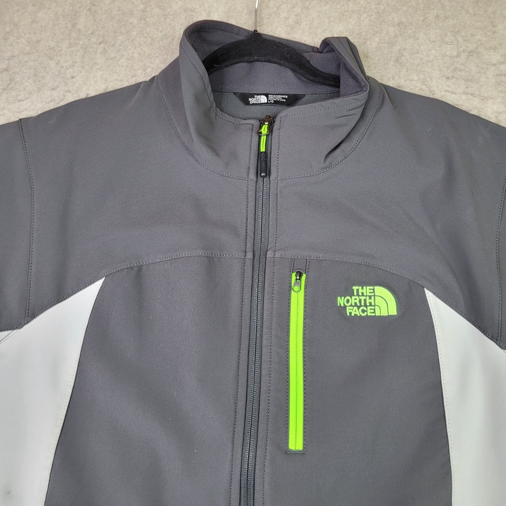 The North Face Windwall Jacket Mens L‎ Gray Colorblock Full Zip Mock Neck - Picture 2 of 13
